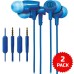 Audio-Technica ATH-CLR100iSBL SonicFuel In-ear Headphones with Mic (2-Pack) Bundle